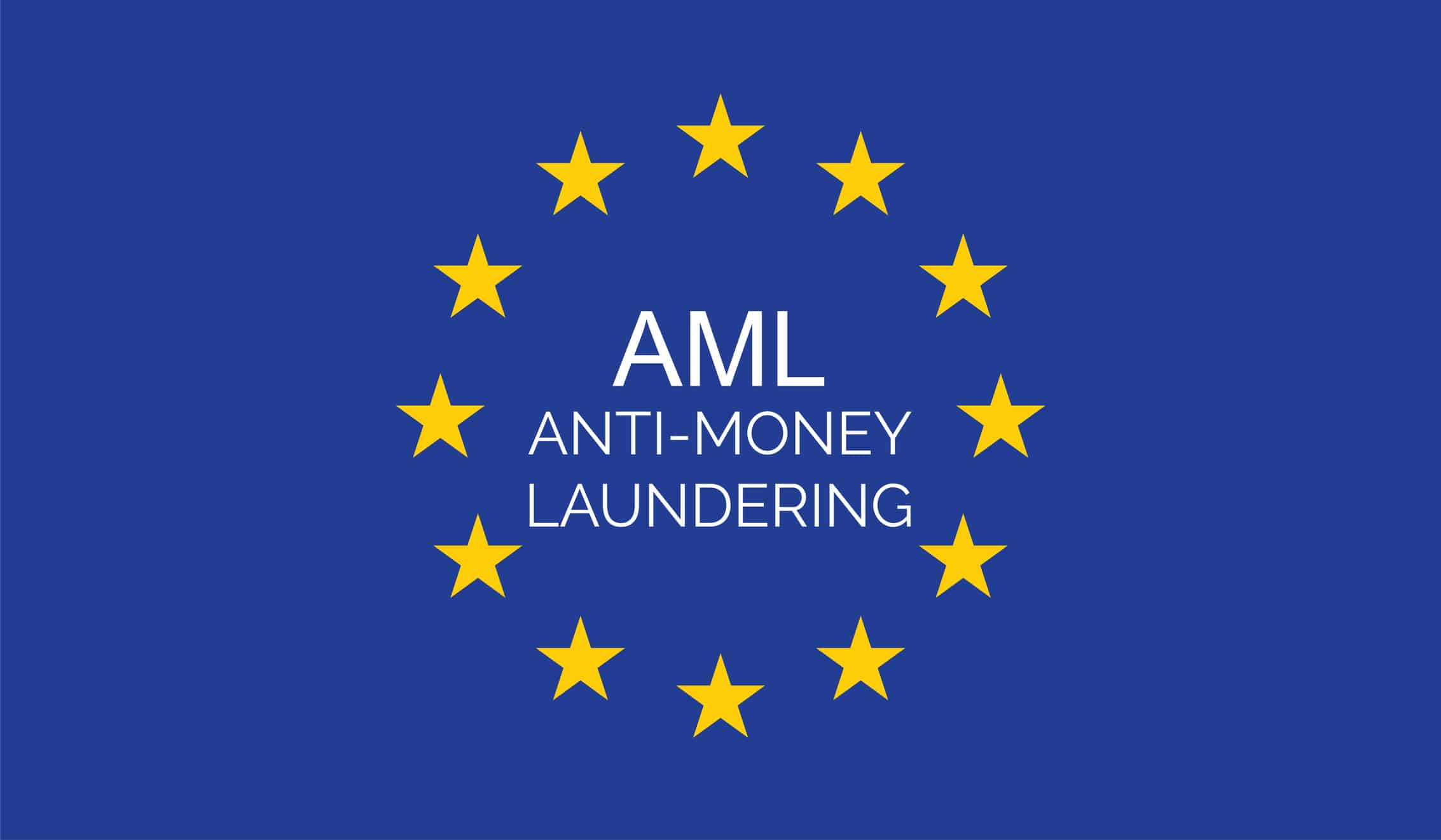 Anti-money laundering concept on european union flag (AML)